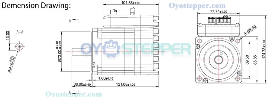 JMC NEMA 34 Closed Loop Integrated Stepper Motor 1.8 Deg 4.5Nm 6A 60V 2 Phase 86 x 86mm